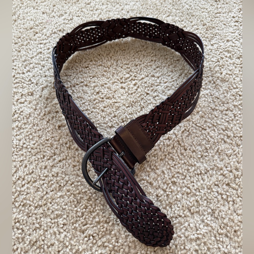 Elegant Brown Braided Leather Belt